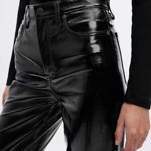 GAP Black High-Rise Glossy Vegan Leather Jeans